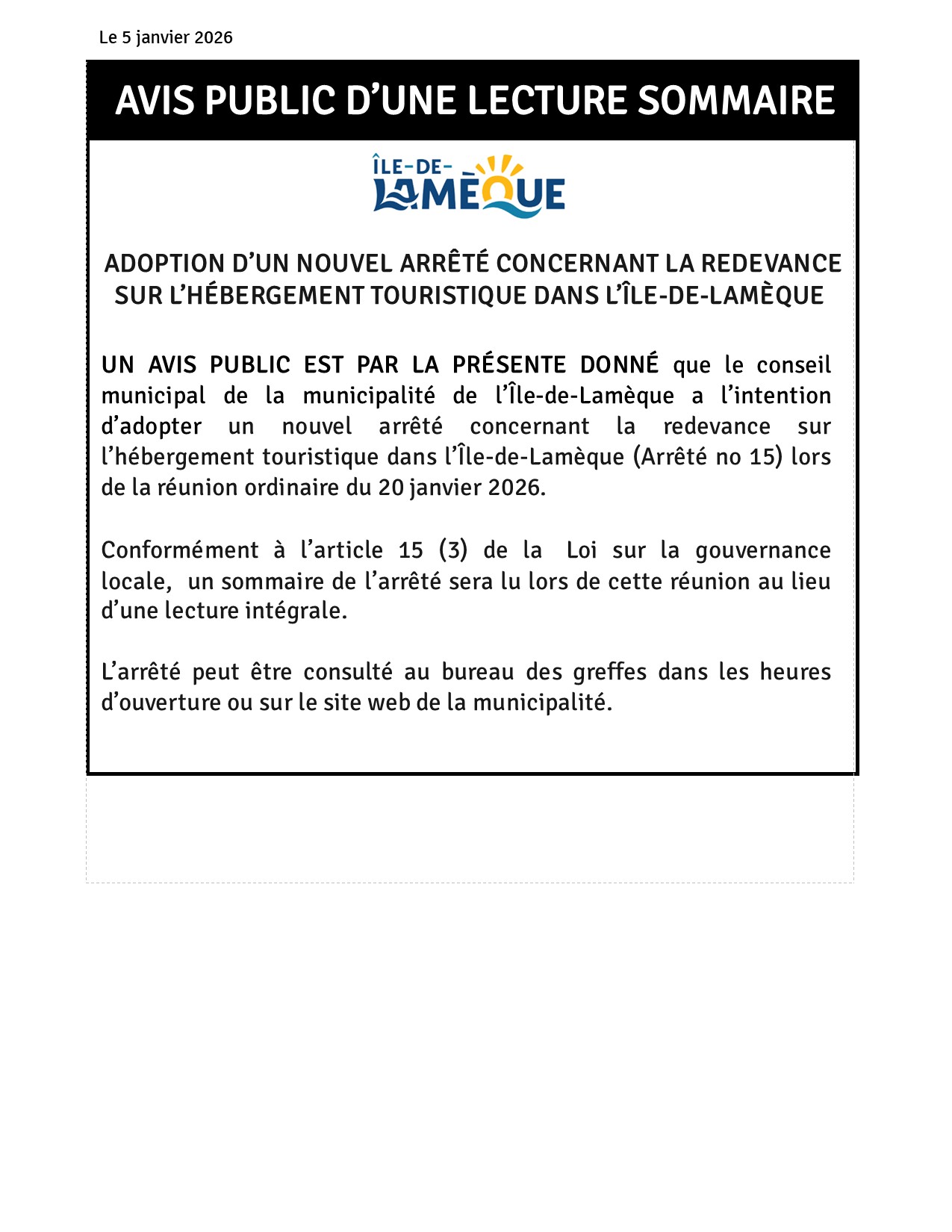 Avis-public-lecture-sommaire-Arrete-No-15
